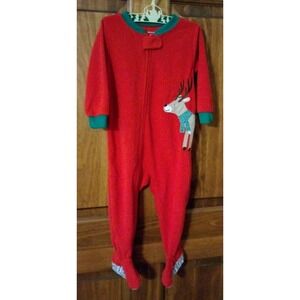 Carter's Size 18M Red Reindeer Fleece Christmas footed sleeper